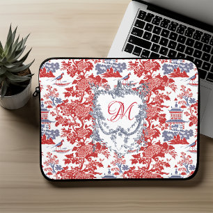 Capa Para Notebook Vermelho Azul Chinês Antigo Delft Monograma