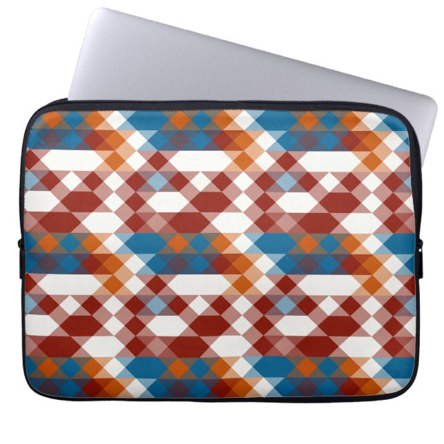 Capa Para Notebook vermelho branco azul e laranja geométrico (Frente)