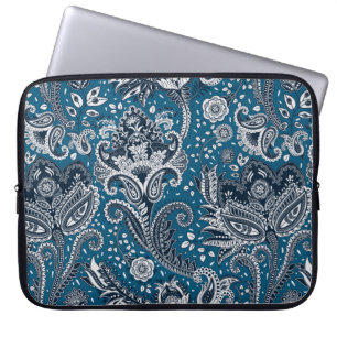 Capa Para Notebook Vermelho Branco & Azul Floral Paisley Boêmio Boho