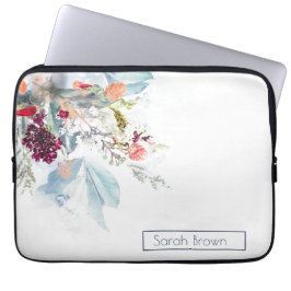 CAPA PARA NOTEBOOK VERMELHO BRANCO E LARANJA FLORAL ELEGANTE