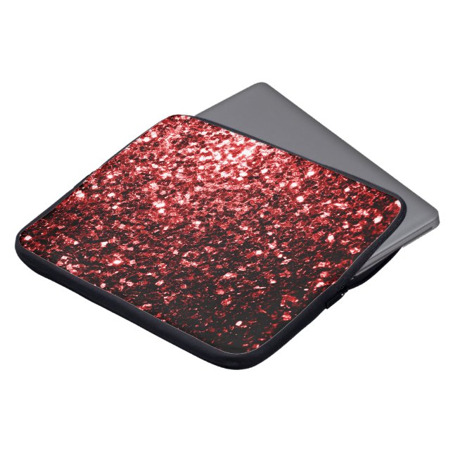 Capa Para Notebook Vermelho Escuro brilho Glitter glamour (Frente Topo)
