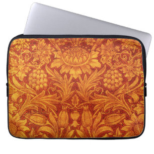 Capa Para Notebook Vermelho Floral e Amarelo Dourado Wm Morris