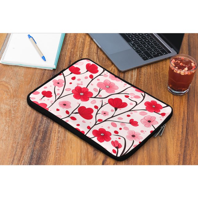 Capa Para Notebook Vermelho Floral Romântico (Criador carregado)