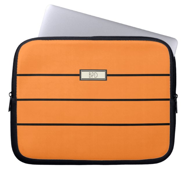 Capa Para Notebook Versátil Moderno Monogramado Laranja Estiloso (Frente)