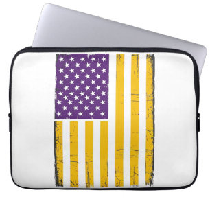 Capa Para Notebook Vetor de bandeira americana roxa e dourada desgast