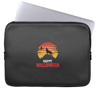 Capa Para Notebook Vetor de Lobo no Pôr do Sol do Dia das Bruxas Feli