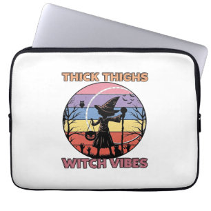Capa Para Notebook Vibes de Bruxa de Coxa Grossa Abóbora de Halloween