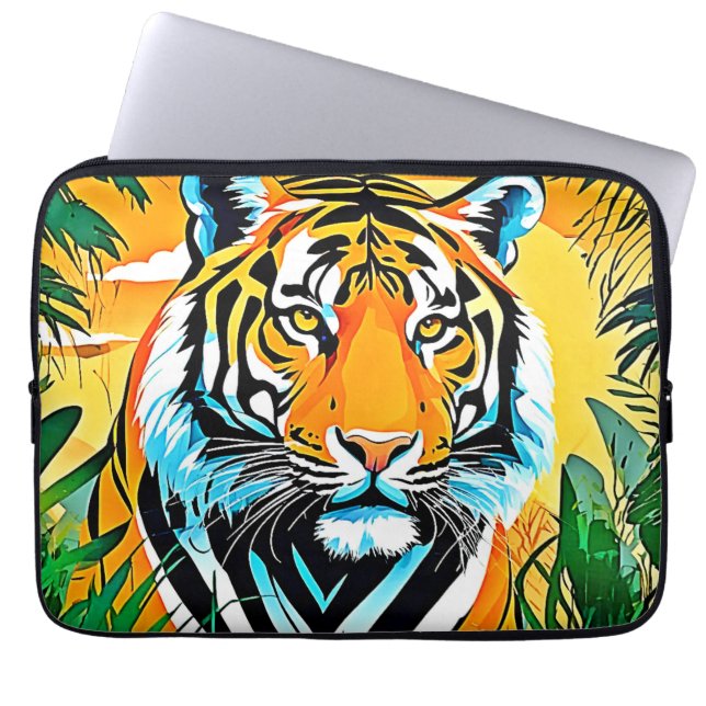 Capa Para Notebook Vibrant Jungle Tiger Art Design (Frente)
