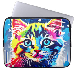 Capa Para Notebook Vibrant Neon Gatinho Art