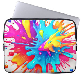 Capa Para Notebook Vibrant Neon Paint Splash Art