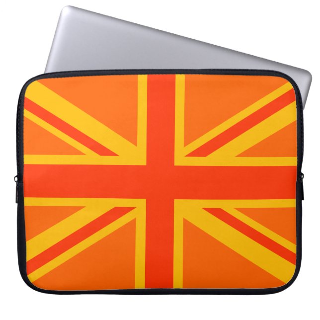 Capa Para Notebook Vibrant Orange Union Jack British Flag Swag (Frente)