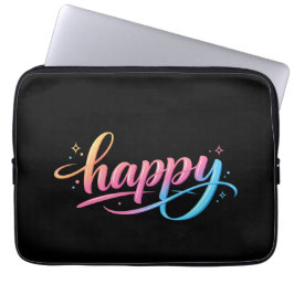 Capa Para Notebook Vibrant Pastel Gradient HAPPY Typography - Modern 