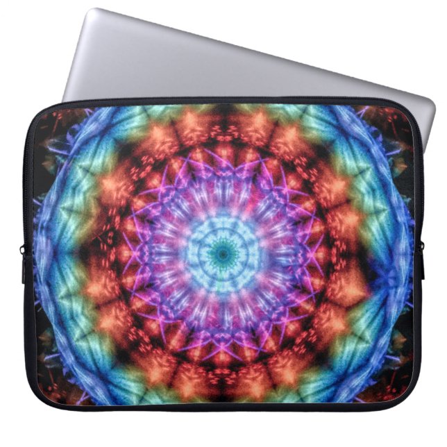 Capa Para Notebook Vibrant Tie Dye Kaleidoscope Rainbow Mandala (Frente)
