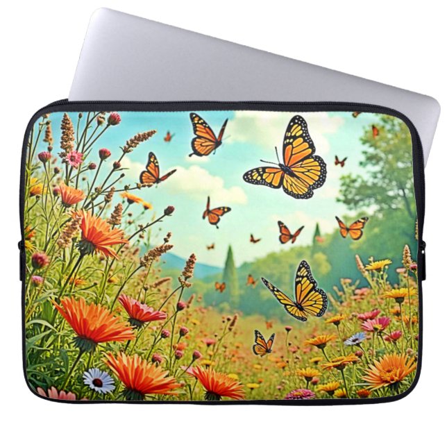 Capa Para Notebook Vibrant Wildflower Butterfly Joy Design (Frente)