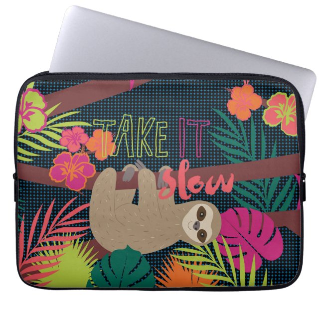 Capa Para Notebook Vida da preguiça - tome-o lento (Frente)