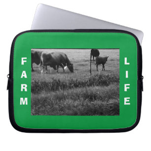 Capa Para Notebook Vida fazenda, Família Vaca