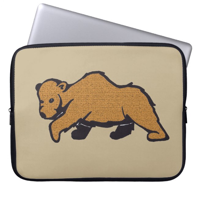 Capa Para Notebook Vida Selvagem Desenhando Urso Marrom (Frente)