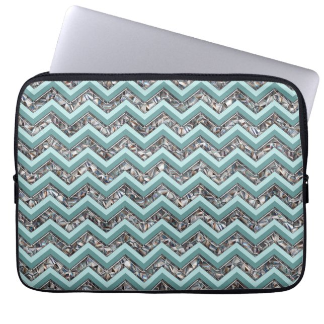 Capa Para Notebook Vidro Escuro e Zigzag Teal (Frente)