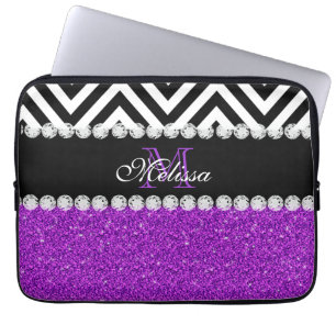 CAPA PARA NOTEBOOK VIGA ROXA DO PRETO DO BRILHO MONOGRAMMED