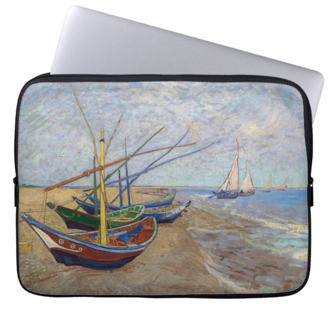 Capa Para Notebook Vincent van Gogh - Barcos de Pesca na Praia (Frente)