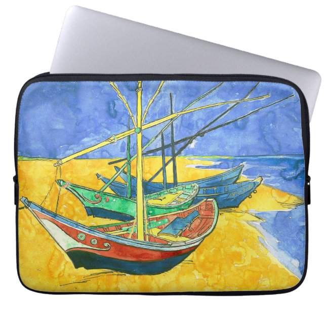 Capa Para Notebook Vincent van Gogh Boats em Saintes-Marie watercol (Frente)