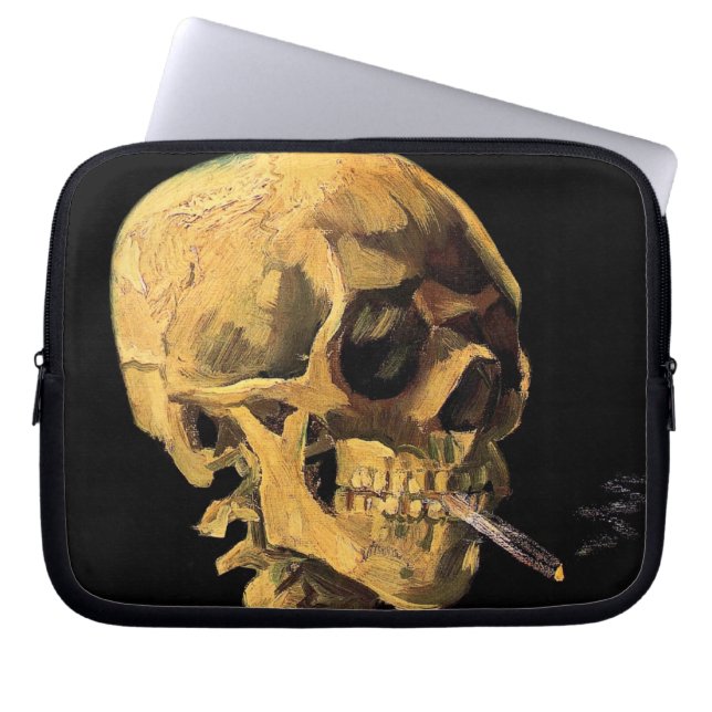 Capa Para Notebook Vincent Van Gogh - Caveira Com Cigarro Aceso (Frente)