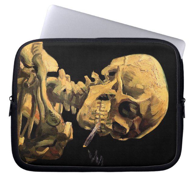 Capa Para Notebook Vincent Van Gogh - Caveira Com Cigarro Aceso (Frente)