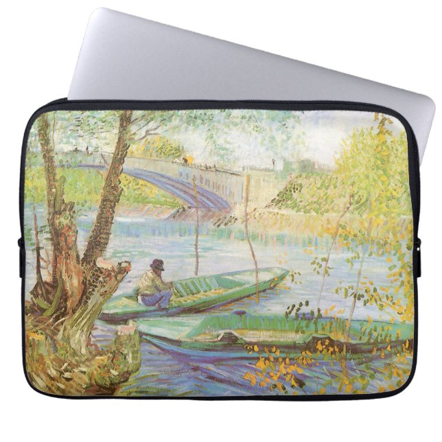 Capa Para Notebook Vincent van Gogh Pescando na Primavera, Pont de Cl (Frente)