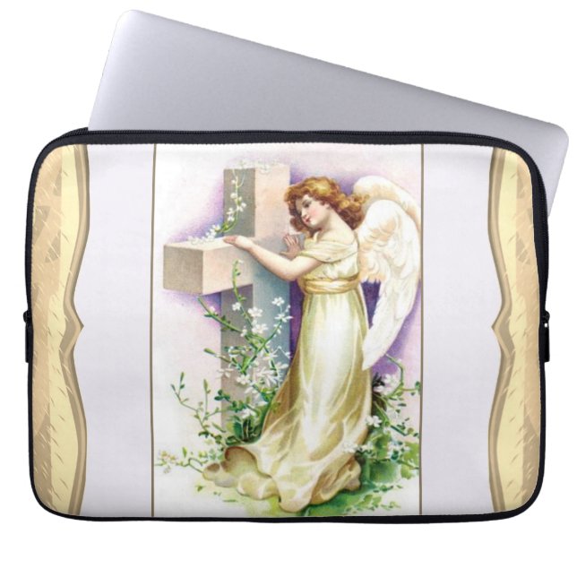 Capa Para Notebook Vintage Angel with Christian Cross (Frente)