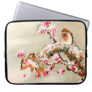 Capa Para Notebook Vintage aves japonesas em um galho