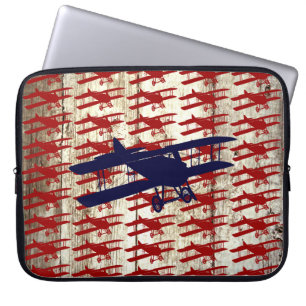 Capa Para Notebook Vintage Biplane em presentes de aviação de madei