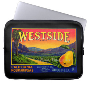Capa Para Notebook Vintage California Pears Etiqueta de Fruta