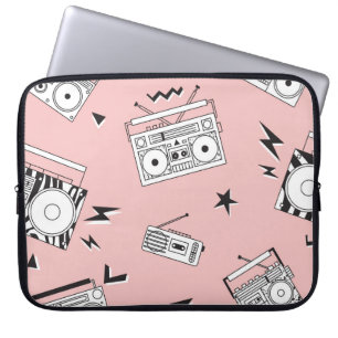 Capa Para Notebook Vintage cassette players: padrão retrô.