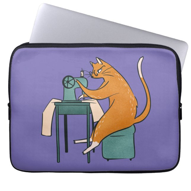 Capa Para Notebook Vintage Cat Sewing (Frente)