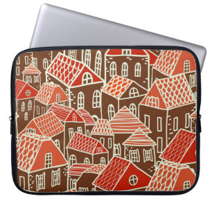 Capa Para Notebook Vintage City Building Seamless Patterno
