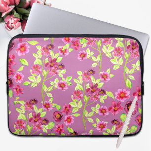 Capa Para Notebook Vintage Country Garden Flowers Rosa Verde