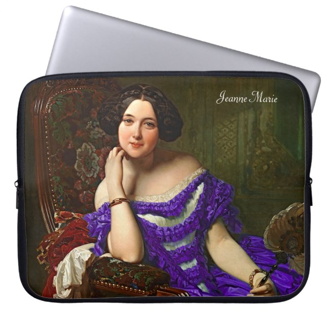 Capa Para Notebook Vintage Elegante Vestida Violeta Azul (Frente)