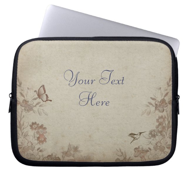 Capa Para Notebook Vintage Floral Beige (Frente)