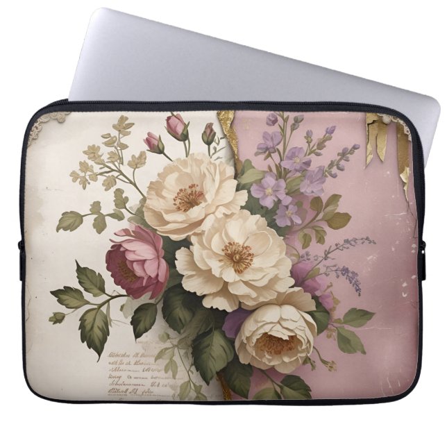Capa Para Notebook Vintage Floral - Electronics Bag  (Frente)