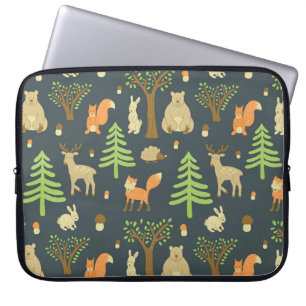 Capa Para Notebook Vintage Forest Animal, Padrão Infantil.