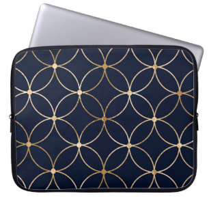Capa Para Notebook Vintage Geométrico: Abstrato Azul Dourado