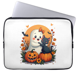 Capa Para Notebook Vintage Halloween Ghost Segurando Groovy Negro