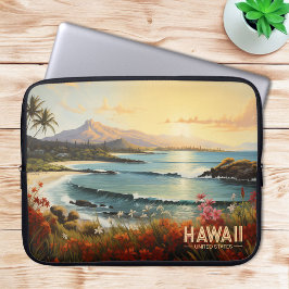 Capa Para Notebook Vintage Hawaii Beach Tropical Paradise Painting
