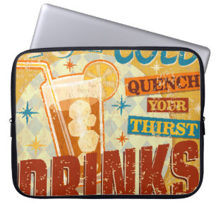 Capa Para Notebook Vintage Ice Fold Bebidas Sinais de metal.