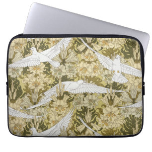 Capa Para Notebook Vintage padrão floral Dove & Lily em verde sálvia