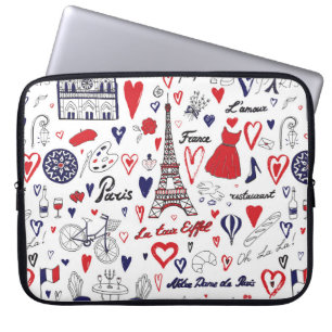 Capa Para Notebook Vintage Paris: padrão de linha de Viagem