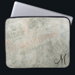 Capa Para Notebook Vintage Parisiense Advertisement com Monograma<br><div class="desc">Personalize com seu próprio texto inicial ou remova o texto. Uma colagem de papeis de propaganda. Estes anúncios são escritos em fontes ricos elegantes e parecem desbotados e vestidos. A textura parece velha e curvada em tons de coral cinza,  verde e pálido. Um estilo chic e de moda.</div>