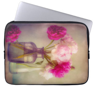 Capa Para Notebook Vintage Peony Buquê em Vaso de Vidro