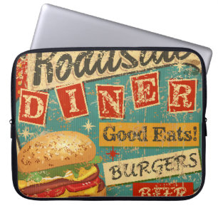 Capa Para Notebook Vintage Roadside Diner Metal diner diner, retro, v