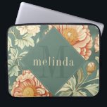Capa Para Notebook Vintage Sage Floral William Morris Monograma<br><div class="desc">Este simples, mas elegante design apresenta um elegante padrão inspirado por William Morris em verde-sábio, pêssego mole e floral de creme. Proteja o seu laptop ou tablet com estilo. Adicione um nome para personalizá-lo. Faz um Natal excelente ou um presente Dia de as mães. Criado pela imprensa simplesmente de farmácia....</div>
